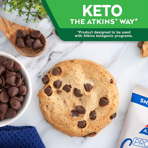 3g 1g 4 Count Atkins Chocolate Chip Protein Cookie, Protein Dessert, Rich in Fiber, Net Carb, Sugar, Keto Friendly