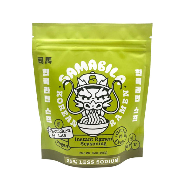 SAMABILA Chicken Lite Instant Ramen Seasoning Powder, 5 oz - Gluten Free, Vegan, 35% Less Sodium