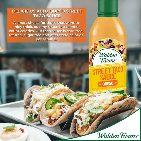 Walden Farms Queso Street Taco Sauce, 12 oz. (2 Pack) - Vegan, Paleo, Keto Friendly, Non-Dairy, Perfect for Tacos