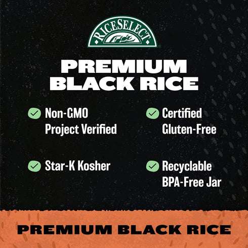 22-Ounce (Pack 1) RiceSelect Premium Black Rice, Whole-Grain, Gluten-Free, Non-GMO, and Vegan Rice, BPA-Free Jar