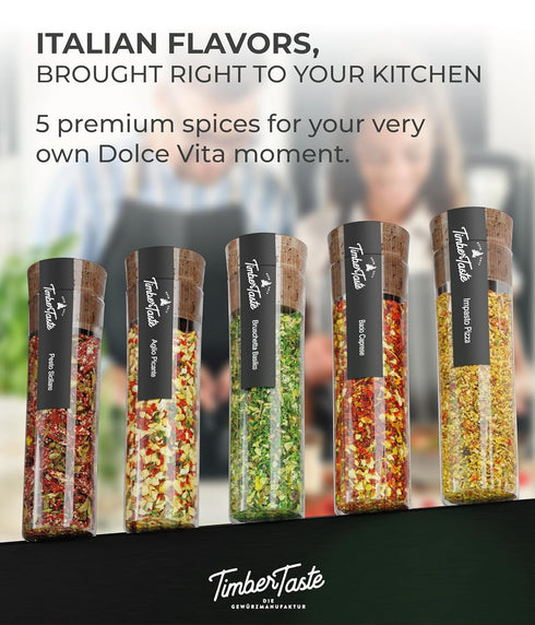 Set 5 Set TIMBER TASTE Italian Spice Gift for Women - Gourmet Italian Seasoning Blends from Italy | Artisan Basket