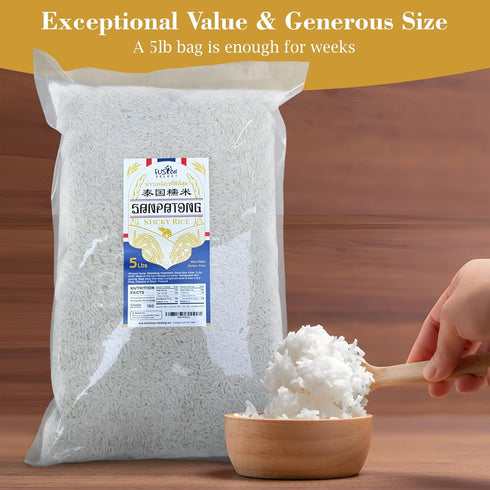 10Lb Fusion Select Sanpatong Thai Sticky Rice - Authentic Glutinous Khao Niao Sweet Rice from Thailand - Uncooked Bulk