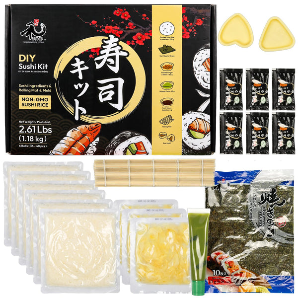 YUHO DIY Sushi Ingredients Kit with Rolling Mat Foods Making Kit Rice