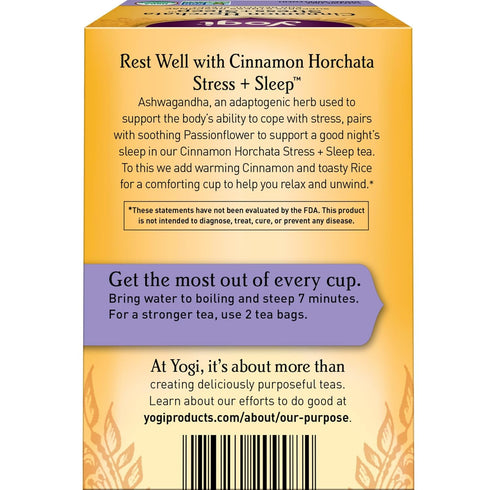 16 Pack (4 Packs) Yogi Tea Cinnamon Horchata Stress & Sleep - Tea Bags per - Organic Sleep Tea - Supports a Restful