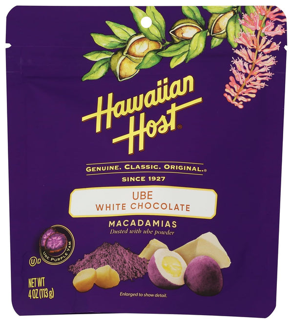 Hawaiian Host Ube White Chocolate Covered Macadamias, 4 OZ