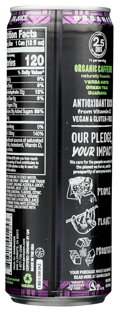 (153240245) 12 Oz Sambazon Organic Amazon Energy Drink Jungle, Love Acai Berry and Passionfruit Passion Fruit, Fl