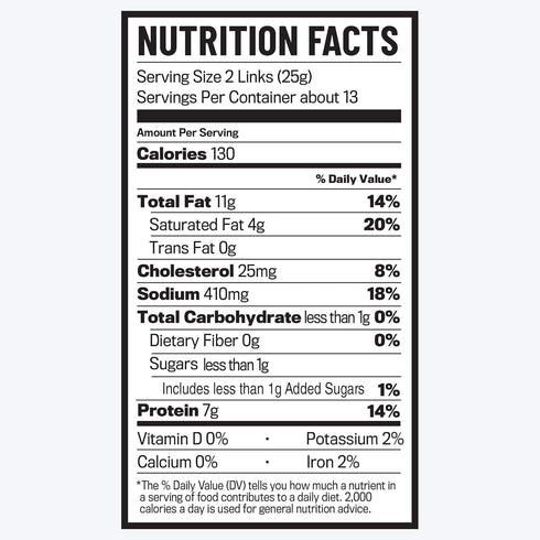 7g 12 oz. Duke's Pork Original Smoked Shorty Sausages, Protein Per Serving