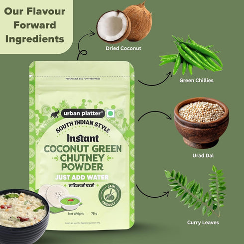 7.05 Oz (200g) Urban Platter Coconut Green Chutney Powder | | Flavorful & Ready to Use | Just Add Water | Traditional