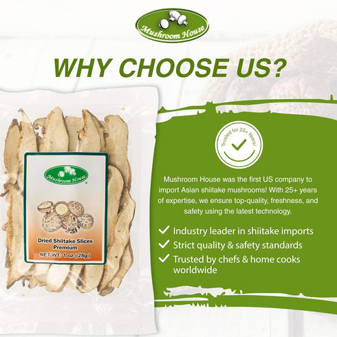 (MUSI1) 1 OZ Mushroom House Dried Shiitake Mushroom Slices