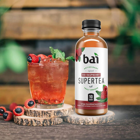 18 Oz (Pack 12) Bai Iced Tea, Rio Raspberry, Antioxidant Infused Supertea, Crafted with Real Tea (Black Tea, White