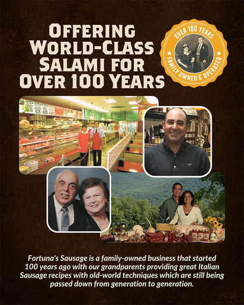 2 x10 oz Fortuna's Sweet Soupy Salami - Sticks, Made in USA with All-Natural Pork, Nitrate-Free, Gluten-Free