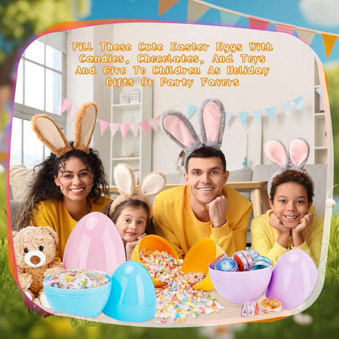 Barblog 10 Inch 6 12 (12 10 Inch Giant Macaron Plastic Easter Eggs pcs/ pcs Large Plastic Easter Eggs With Handle Jumbo