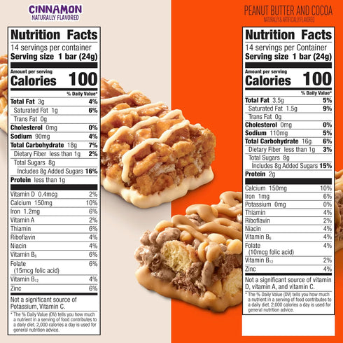 Pack, 28 23.8 oz Cinnamon Toast Crunch and REESE'S PUFFS Cereal Treat Bars, Snack Bars, Value Ct