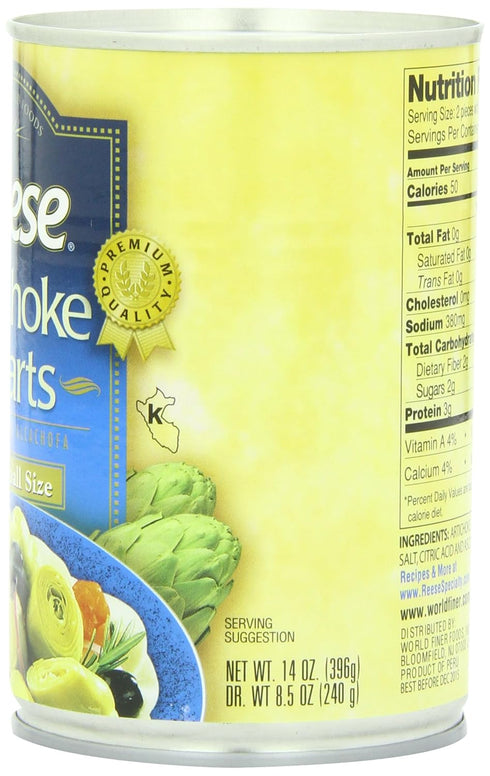 14-Ounce (Pack 12) Reese Artichoke Hearts, Small Size, Cans