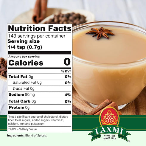 3.5oz (100g) Laxmi Natural Tea Masala - Traditional Indian Tea Masala