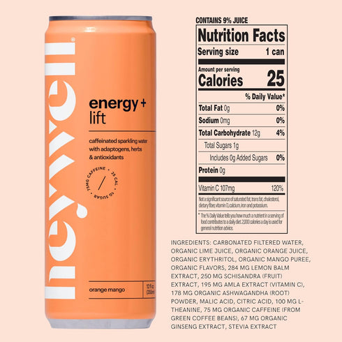 Pack 12 (Pack 12) Heywell Sparkling Adaptogenic Water, Variety Fluid Ounce of Includes - Lime, Grapefruit, Orange