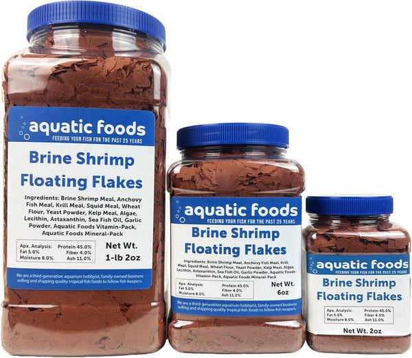 Aquatic Foods Inc. Brine Shrimp Flakes for All Freshwater Fish, All Marines, Tangs, Butterflies, Angels,