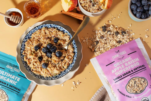 Pack 3-Pack Farm to Table Foods Organic Oatmeal Variety High-Protein, Plant-Based, Unsweetened, Non-GMO (Apple Raisin