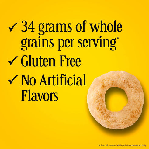 2.2 oz (Pack 5) Cheerios Whole Grain Oats Gluten-Free Breakfast Cereal, Pouch
