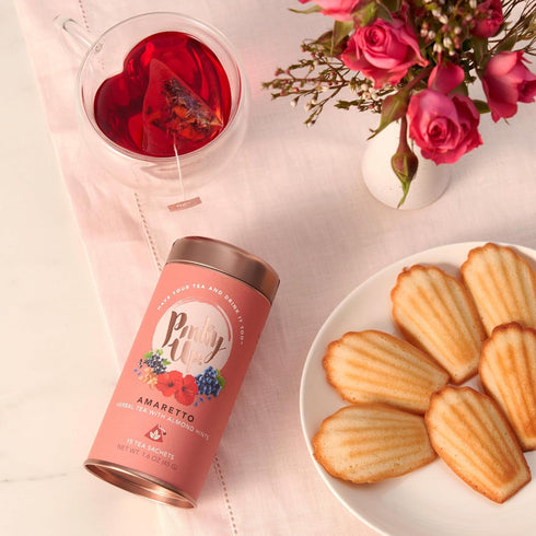 1.6 oz, 15 Pinky Up Amaretto Herbal Tea, Caffeine-Free Herbal Tea with Almond, Hibiscus, and Rosehips, Compostable