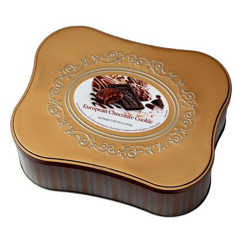 European Chocolate Cookie Tin Assortment of 12 Fine Cookie Varieties with Belgian Chocolate Net
