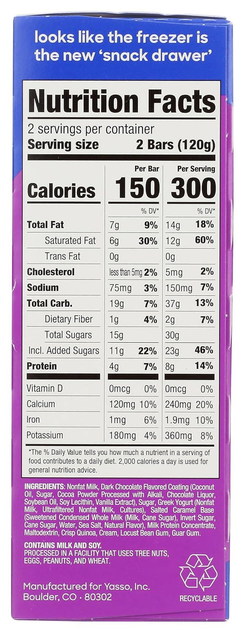 Frozen 10.6 YASSO Sea Salt Caramel Chocolate Crunch Yogurt Bars, FZ