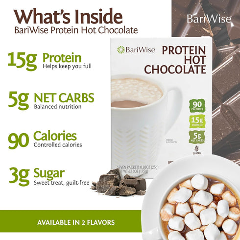 (7ct) BariWise Protein Hot Chocolate with Marshmallows, Hot Cocoa, Low Sugar, Low Carb, Keto Friendly & Gluten Free