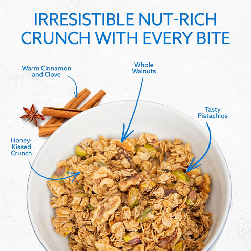 100% 10oz (1-Pack) Greek Goddess Gourmet Baklava Bliss Granola with Pistachios, Walnuts, Wildflower Honey, Cinnamon