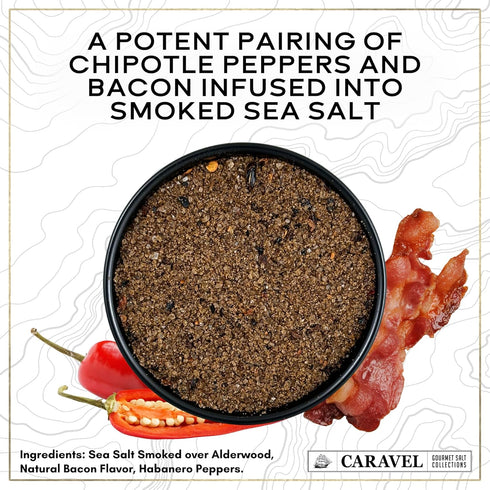 4 oz Bacon Chipotle Smoked Sea Salt with Bacon Premium Smoked Salt with Smoky & Spicy Flavor for Finishing & Grilling