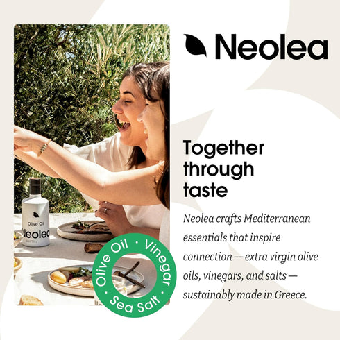 100% (500ml) Neolea Easy-Pour Extra Virgin Olive Oil For the Pan Mild & Mellow Made to Cook, Sizzle, Saut, Roast & Bake