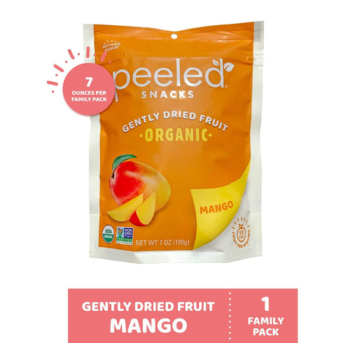 7 Oz (Pack 1) Peeled Snacks Organic Dried Fruit Healthy, Vegan Snacks for On-the-Go Lunch and More Mango