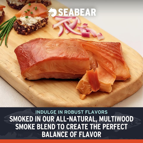 6oz 6 SeaBear Smoked Wild King Salmon Fillet Gift Box - Wild Alaska King Salmon Fillet, Shelf Stable, Ready to Eat