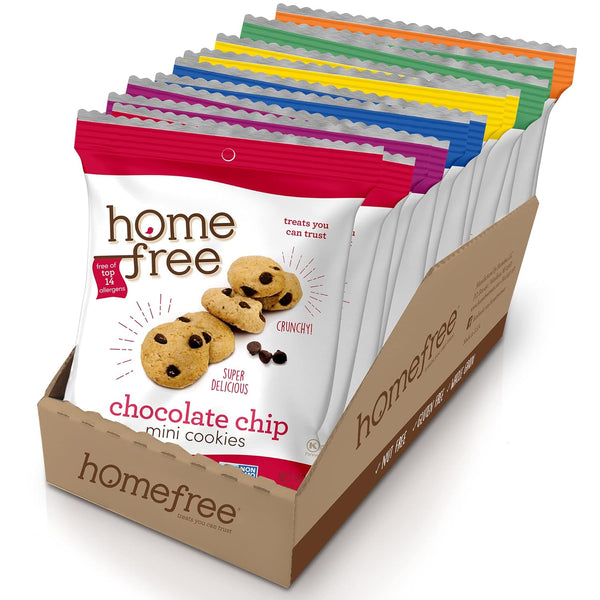 Homefree Mini Cookies Variety Pack, Gluten Free, Nut Free, Vegan Snack Packs (Pack of 10)