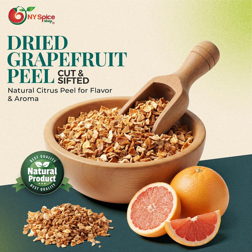 3 NY Spice Shop Dried Grapefruit Peel Cut & Sifted - Pound Cut Grapefruit Peel Herb for Herbal Tea Citrus Blend