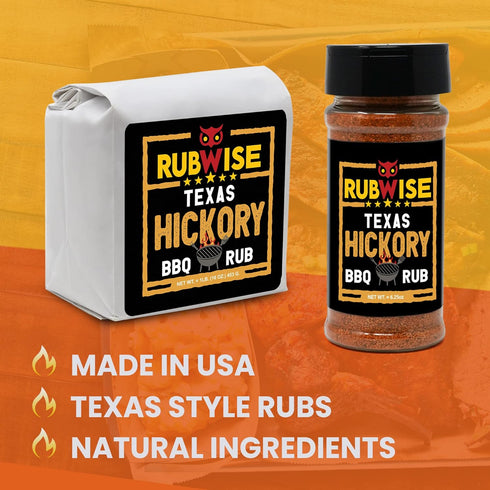 RubWise Texas Style BBQ Hickory Rub (1lb) | Meat Seasoning Spice & Dry Rub for Smoking and Grilling | Brisket Rub for