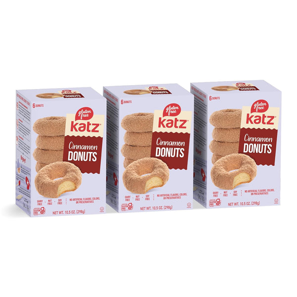 Katz Gluten Free Cinnamon Donuts. Soft, spiced, and sweet, Free of Dairy,