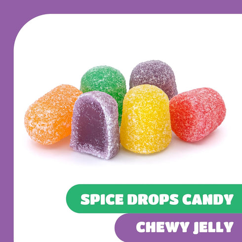 2 Pack Spice Drops Candy - Pound Bulk - Jelly Drops - Gum Drops Candy for Buffets & Holidays - Chewy Spiced Treat