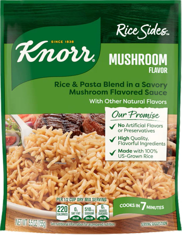 Knorr Mushroom Flavor Rice Sides, 5.5 oz (Pack of 6)