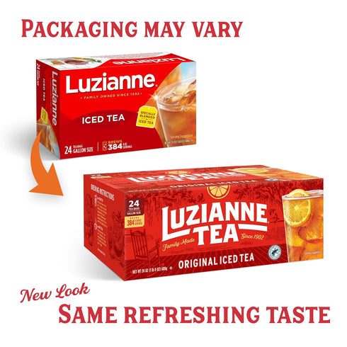 24ct (Pack 1) Luzianne Unsweetened Iced Tea Bags, Gallon Size, Box