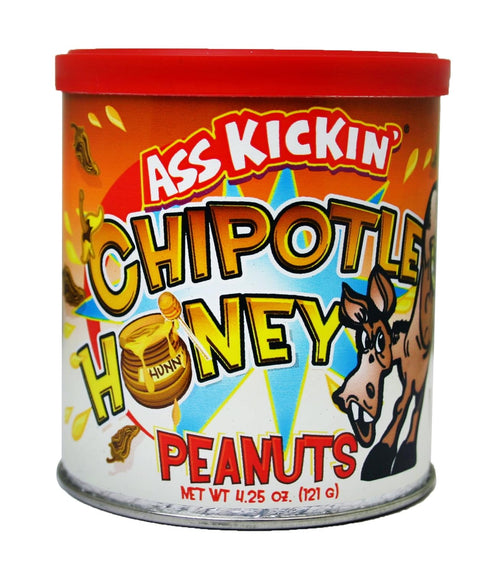 ASS KICKIN' Chipotle Honey Roasted Spicy Hot Peanuts - 4.2 Oz, Ultimate Spicy Gourmet Gift Peanuts