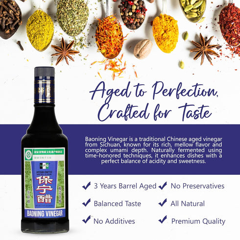 16.9 Oz, NPG Baoning Vinegar Fl Barrel Aged Black Rice Vinegar, Authentic from Sichuan, Artisan Crafted, Naturally