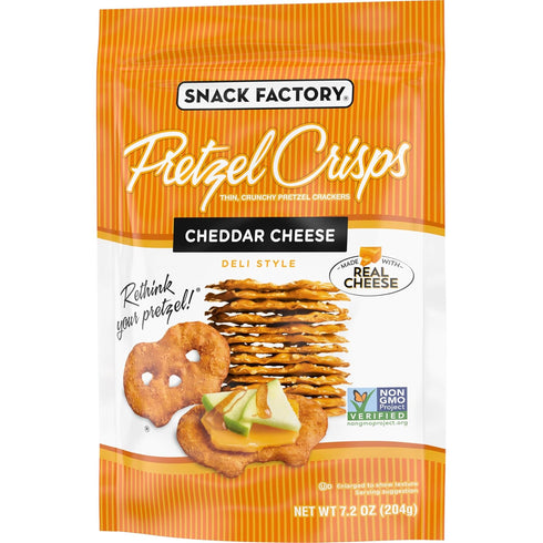 7.2 Oz Snack Factory Pretzel Crisps, Cheddar Cheese