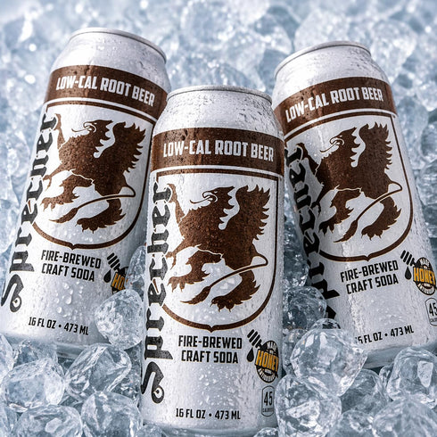 Sprecher 16 oz (12 Pack), Low Cal Root Beer Soda fl Cans Fire-Brewed Reduced Calorie Craft Soda with Real Honey