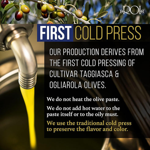 16.91 oz (500 ml) ROI Monocultivar Taggiasca Extra Virgin Olive Oil from Liguria Italy - Italian Olive Oil from Italy
