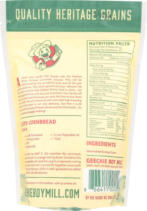 24 Oz Pack Marsh Hen Mill Stone Ground White Cornmeal | Heirloom Corn Flour | All Purpose Flour For Baking & Cooking |