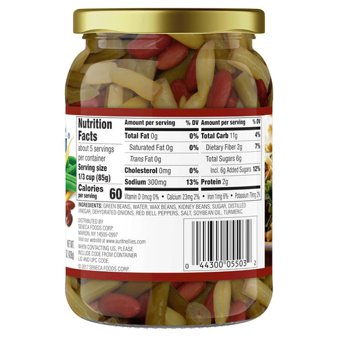 3 (15.5 oz, 3-Pack) Aunt Nellies Bean Salad Classic Sweet Tangy Ready-to-Eat Bean Medley Green Wax Kidney Beans