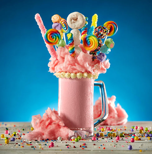 Countertop 6 lb Frostline Pink Cotton Candy Soft Serve Ice Cream Mix, Lactose & Gluten Free- Just Add Water, Dairy