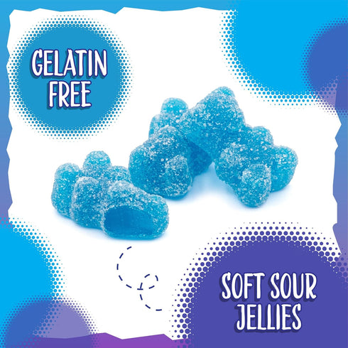 Gummy 1 Sour Bears Candy | Pound Bag | Gelatin Free Chewy Blue Candy | Blue Raspberry Jelly Bears for Baby Showers