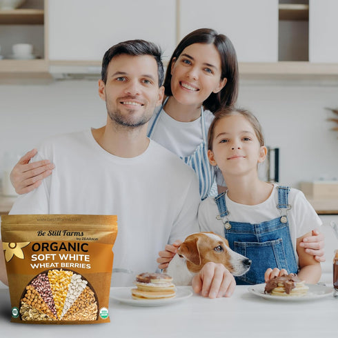 (5.8lb) Be Still Farms Organic Soft White Wheat Berries - Healthy Whole Grains Bulk - Ideal for Feeder Oats, Flour