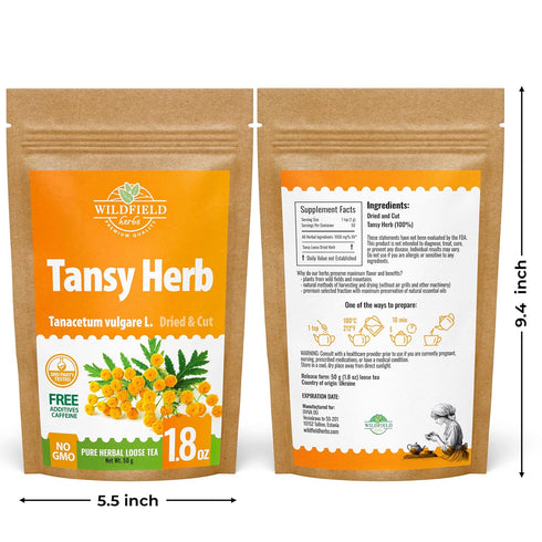 1.8 oz. 50g Pishma Tea Tansy Flowers Herbal Tea (Tanacetum Vulgare L.) - Dried Cut Tansy Flowers Herb
